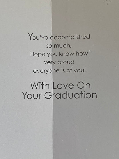 Congratulations On Your Graduation Nephew Graduation Card Graduated Well Done Silver/Red/Black-Hats/Scrolls Foil Detail(PH37151E)