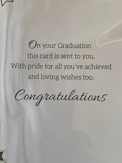 For A Very Special Son On Your Graduation Graduate Congratulations Well Done Graduated Card White/Gold-Words/Stars 3D/Foil Detail(PRELUDE39805)