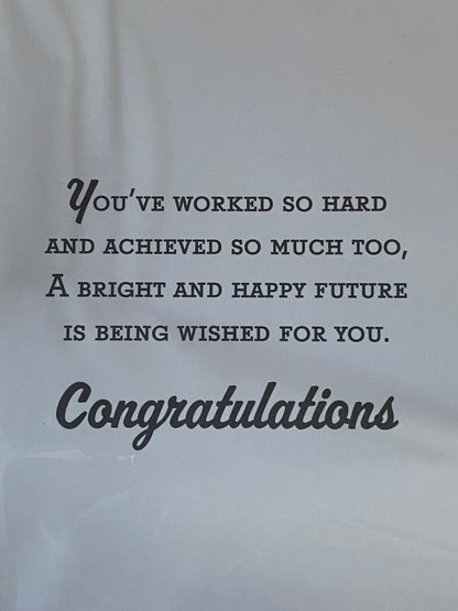 Well Done On Your Graduation Hooray! You Did It! Graduation Card Open General Generic Congratulations Exam Results Passed Passing Pass Multi Spots/Silver Words Foil Detail(PH48324E)