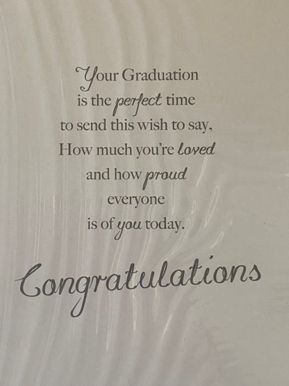 To A Special Granddaughter On Your Graduation Card Graduated Congratulations Well Done Graduates Throwing Hats/Silver Words Foil Detail(PH41557E)