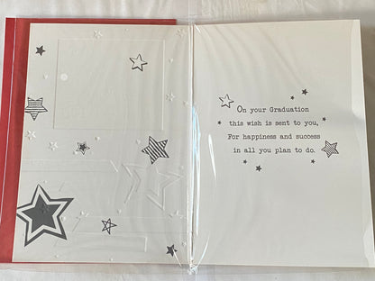 To A Fantastic Niece On Your Graduation Card Graduated Congratulations Well Done White/Red/Silver/Black Stars/Words Foil Detail(PH48321E)