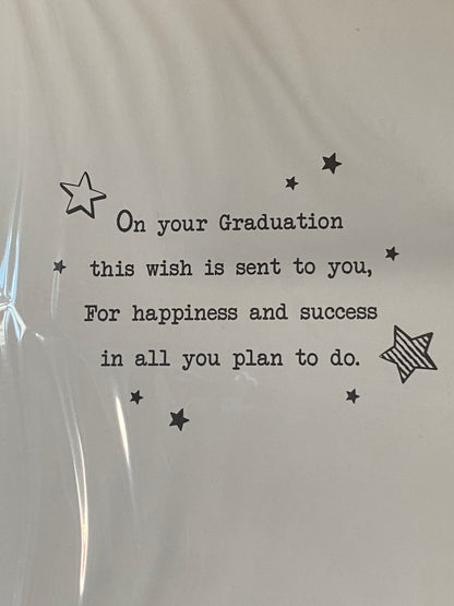 To A Fantastic Niece On Your Graduation Card Graduated Congratulations Well Done White/Red/Silver/Black Stars/Words Foil Detail(PH48321E)