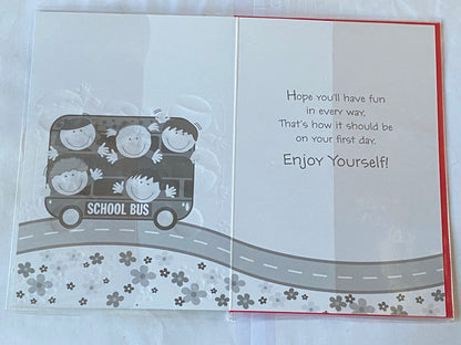 On Your 1st Day At Playschool Good Luck Card First Play School Bus/Children Foil Detail(PH34448E)