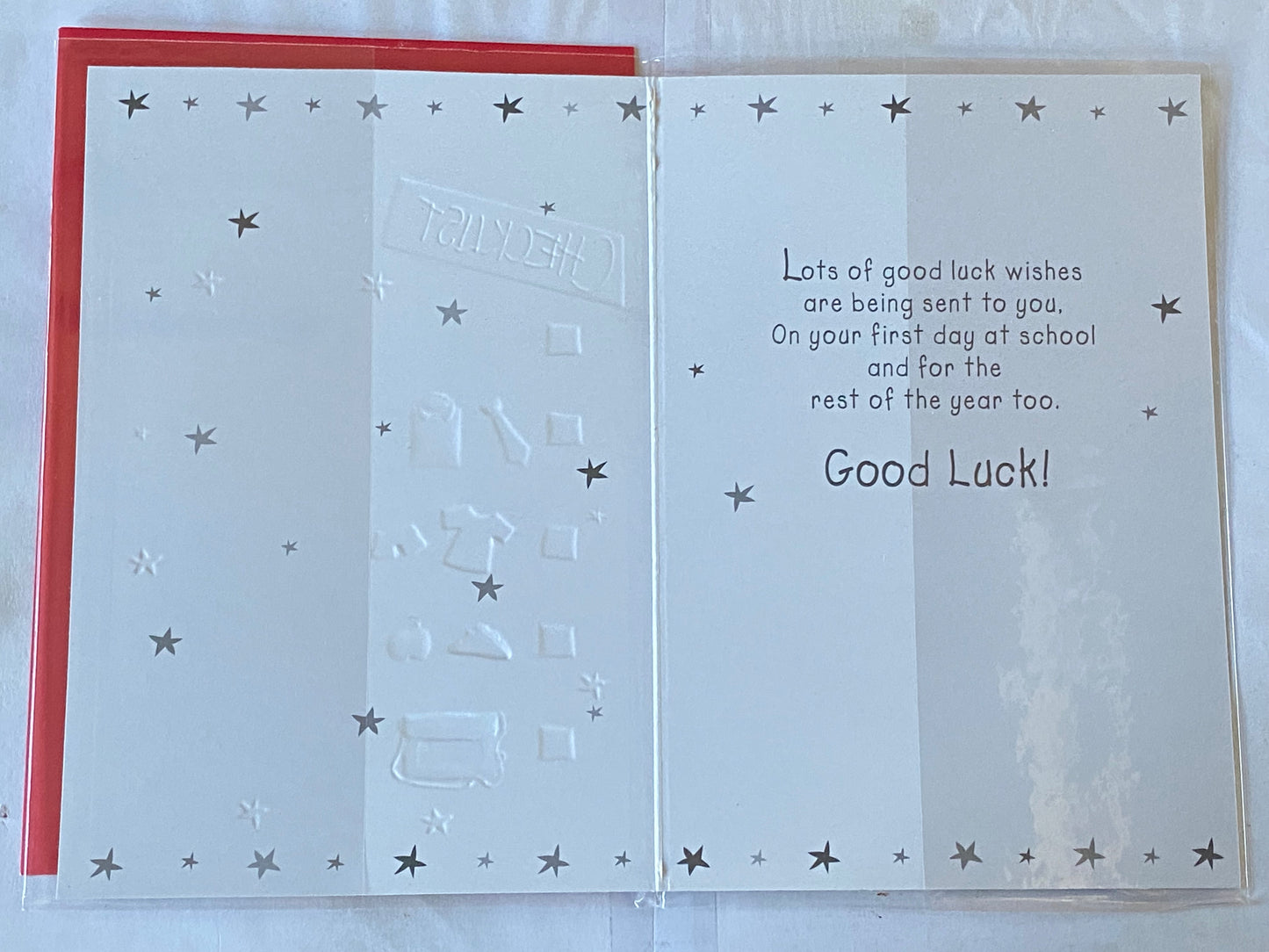 Good Luck On Your 1st Day At A New School Good Luck Card First School Red/Multi-Checklist Foil Detail(PH37150E)