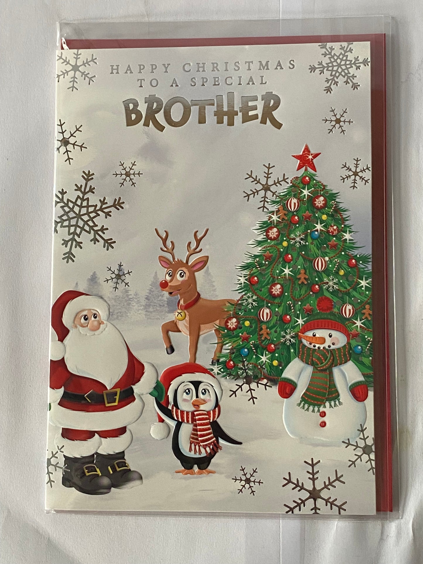 Happy Christmas To A Special Brother Christmas Card Santa+Friends/Tree(PH46361A)