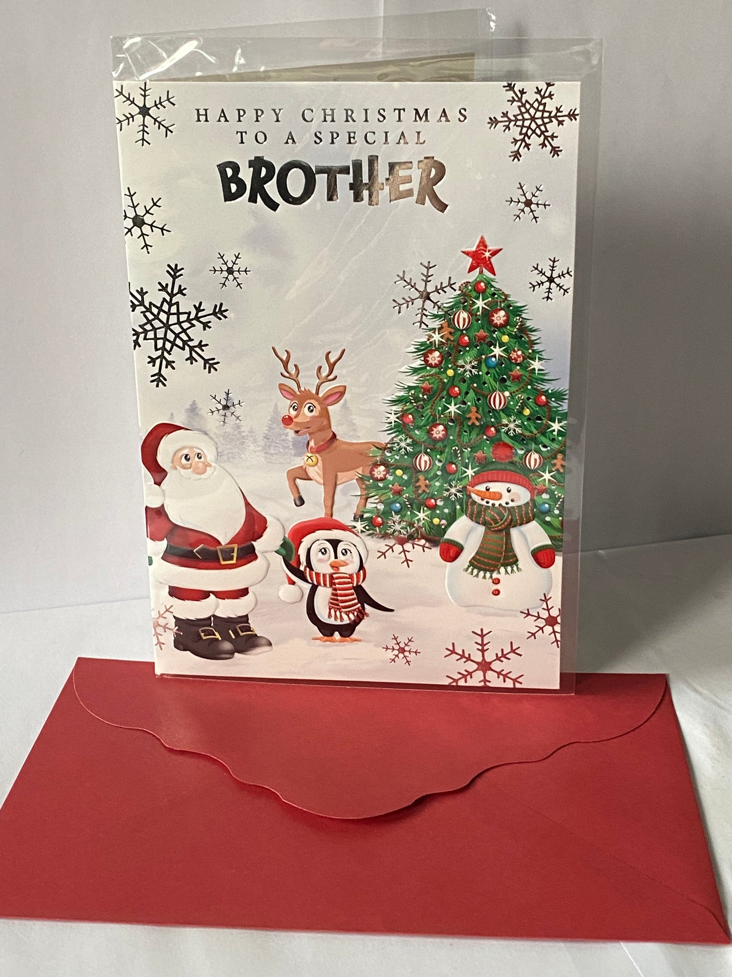 Happy Christmas To A Special Brother Christmas Card Santa+Friends/Tree(PH46361A)