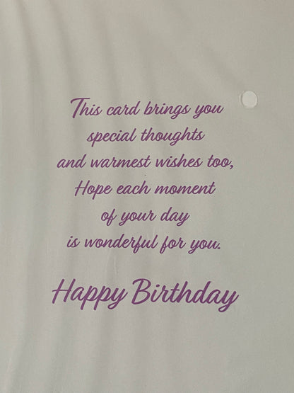 Ladies/Female Age 90 90th Ninety Ninetieth On Your 90th Birthday Card Multi Flowers/Purple Jug Vase/Purple Words Foil Detail(PH47335E)