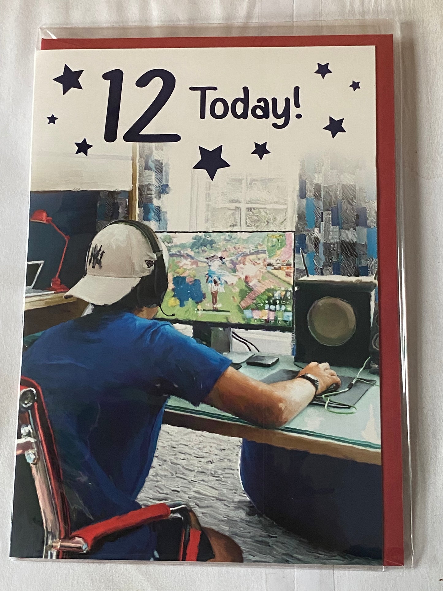 Boys Male Age 12 12th Twelve Twelfth 12 Today! Birthday Card Young Man-Boy/Computer/Headphones Foil Detail(PH47354A)