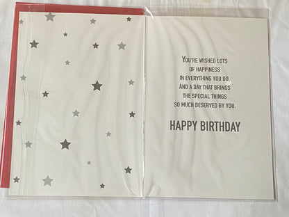 Boys Male Age 12 12th Twelve Twelfth Enjoy Your 12th Birthday Have The Best Day Ever Happy Birthday Card White/Silver/Red/Black Words/Stars Foil Detail(PH47340E)