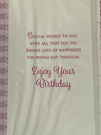 Girls Female Age 12 12th Twelve Twelfth 12 Today Happy Birthday To You Birthday Card Flowers/Words/Purple Stripes Foil Detail(VA183A