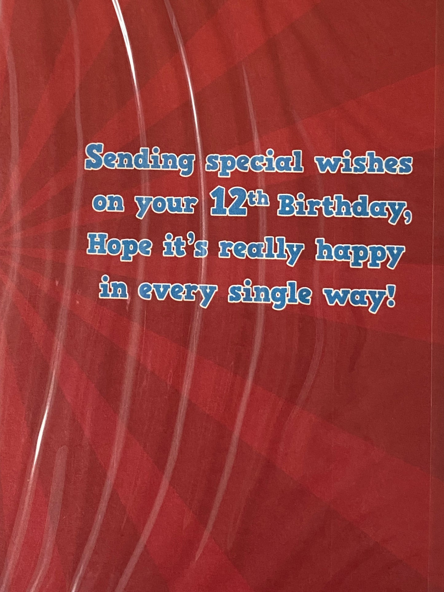 Boys Male Age 12 12th Twelve Twelfth Happy 12th Birthday Card Red-Big Blue Star/Words Foil Detail(PH43422-1A)