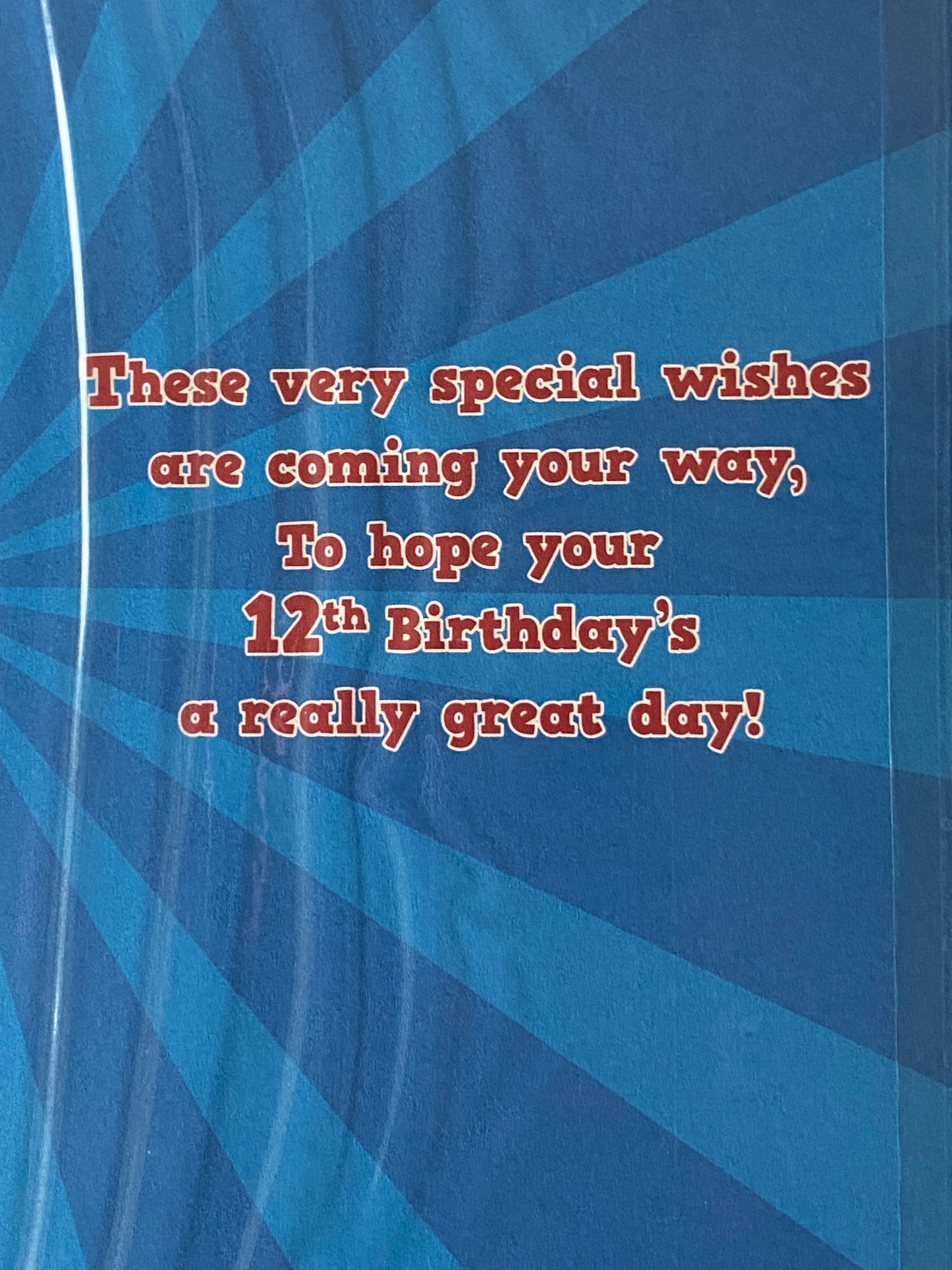 Boys Male Age 12 12th Twelve Twelfth You're 12 Today! Birthday Card Blue-Big Blue Star/Words Foil Detail(PH43422-1E)