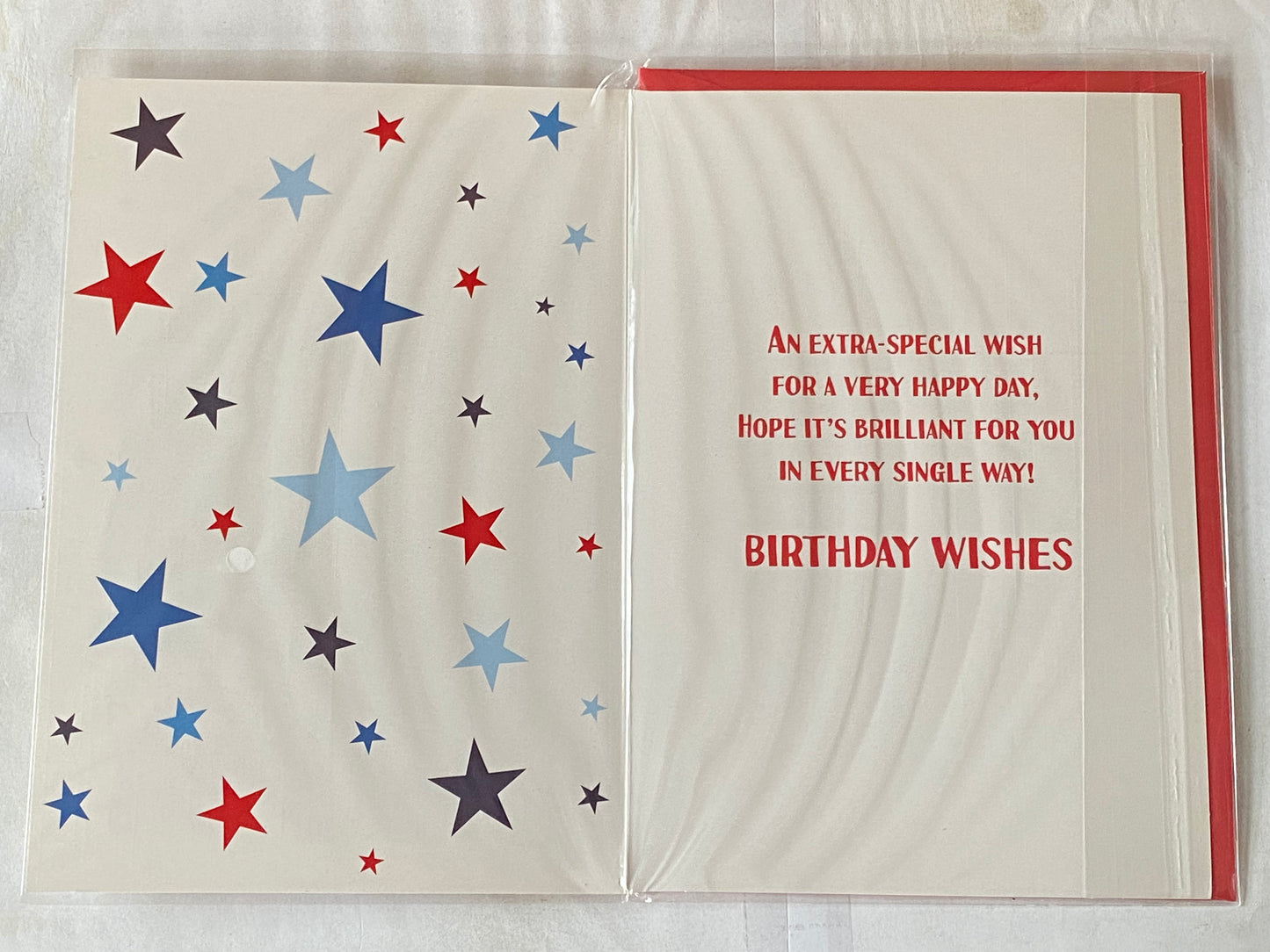 Boys Male Age 13 13th Thirteen Thirteenth 13 Today Have A Super Birthday Card White/Silver/Blue/Red Words/Stars Foil Detail(NC-VA145A)