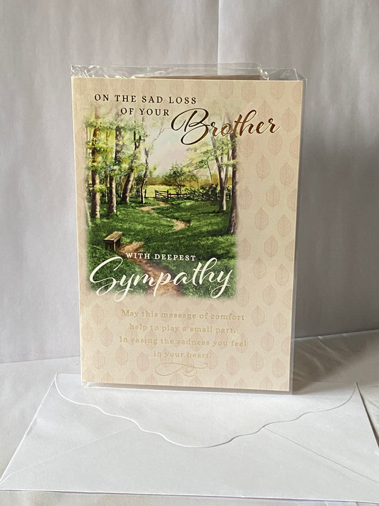 On The Sad Loss of Your Brother With Deepest Sympathy Card Condolence Woodland/Words Foil Detail(NC-VA053B)