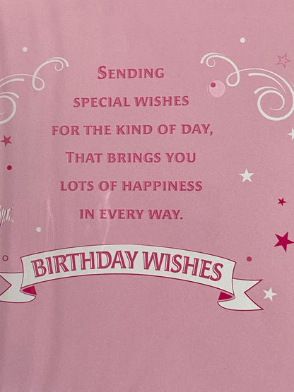 Girls Female Age 17 17th Seventeen Seventeenth You're 17 Today! Birthday Wishes Enjoy Your Day Birthday Card Pink-Balloons/Words Foil Detail(PH48383A)