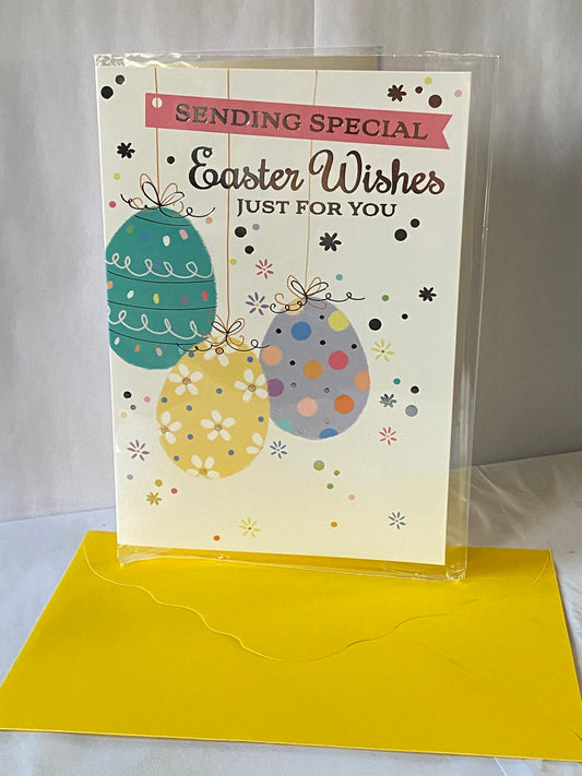 Sending Special Easter Wishes Just For You Easter Card Open General Multi Eggs Foil Detail(PH50662A)