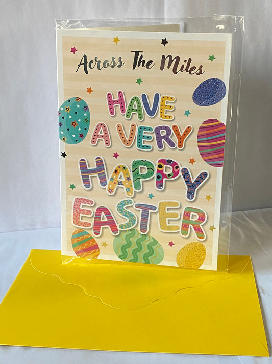 Across The Miles Have A Very Happy Easter Card Multi Eggs/Multi Words Foil Detail(PH50664B)