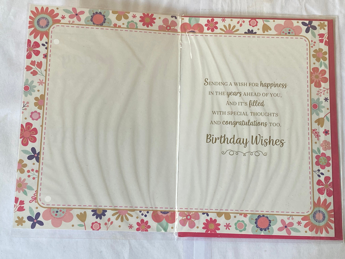 Ladies Female Age 18 18th Eighteen Eighteenth 18 Today Happy Birthday To You Birthday Card White/Gold/Multi Flowers/Words Glitter/Foil Detail(NC-VA112E)