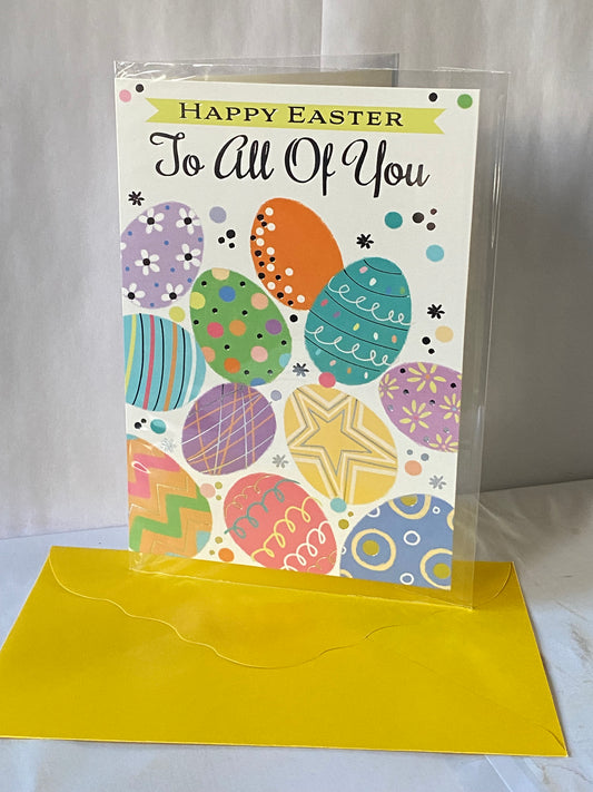 Happy Easter To All Of You You Easter Card Multi Eggs Foil Detail(PH50662B)