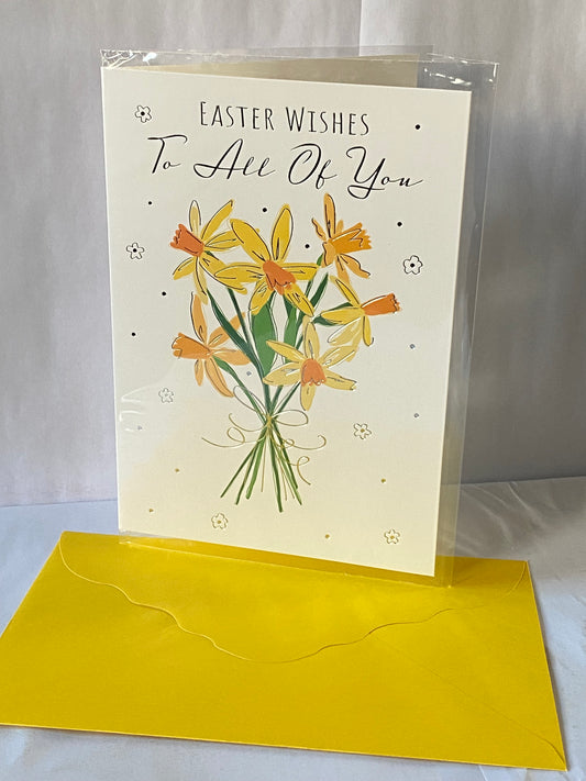Easter Wishes To All Of You Easter Card Bunch Of Daffodils Foil Detail(PH50665B)