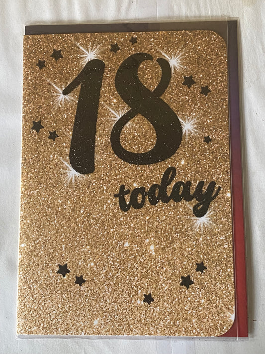 Mens Male Age 18 18th Eighteen Eighteenth 18 Today Birthday Card Black Words Glitter Detail(OTB17467)