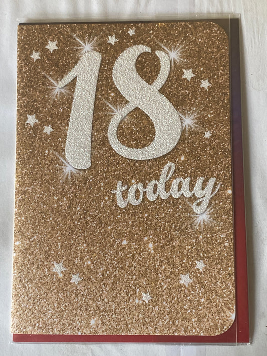 Ladies Female Age 18 18th Eighteen Eighteenth 18 Today Birthday Card White Words Glitter Detail(OTB17466)