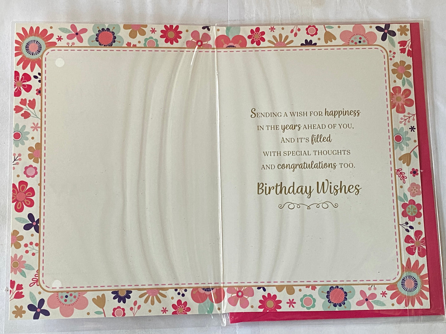 Ladies Female Age 21 21st Twenty-One Twenty-First 21 Today Happy Birthday To You Birthday Card White/Gold/Multi Flowers/Words Glitter/Foil Detail(NC-VA112E)