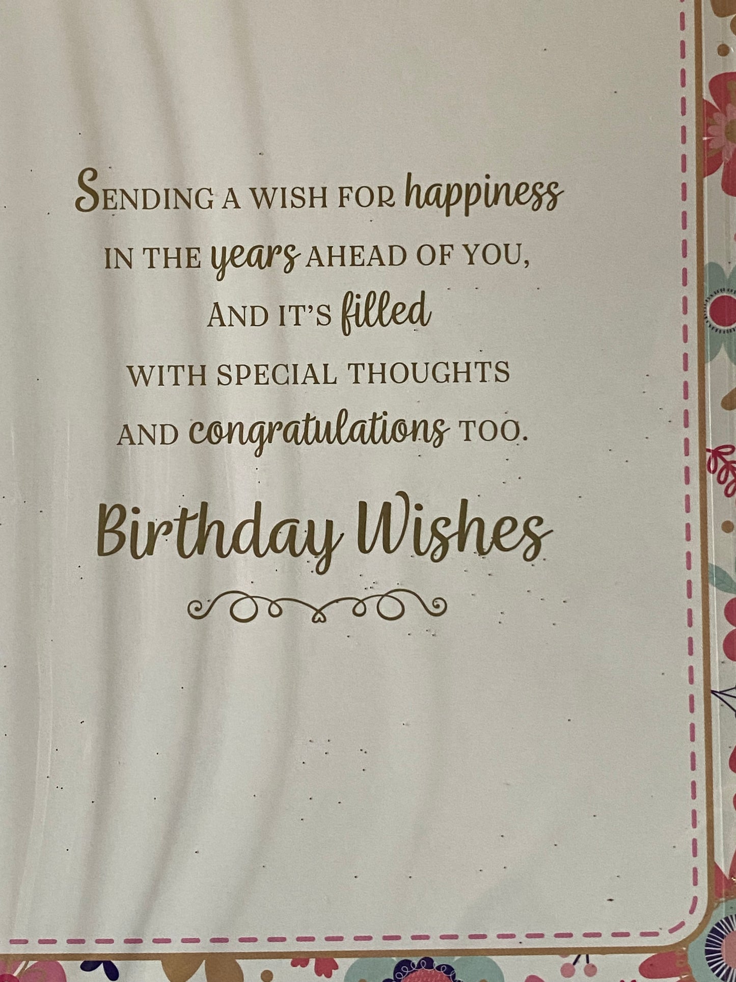 Ladies Female Age 21 21st Twenty-One Twenty-First 21 Today Happy Birthday To You Birthday Card White/Gold/Multi Flowers/Words Glitter/Foil Detail(NC-VA112E)