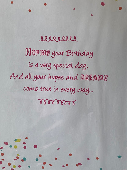 Ladies Female Age 21 21st Twenty-One Twenty-First You're 21 Today Happy Birthday Hope Your Day Is Extra Special! Birthday Card Neon Words/Bunting 3D/Foil Detail(PRELUDE43008)