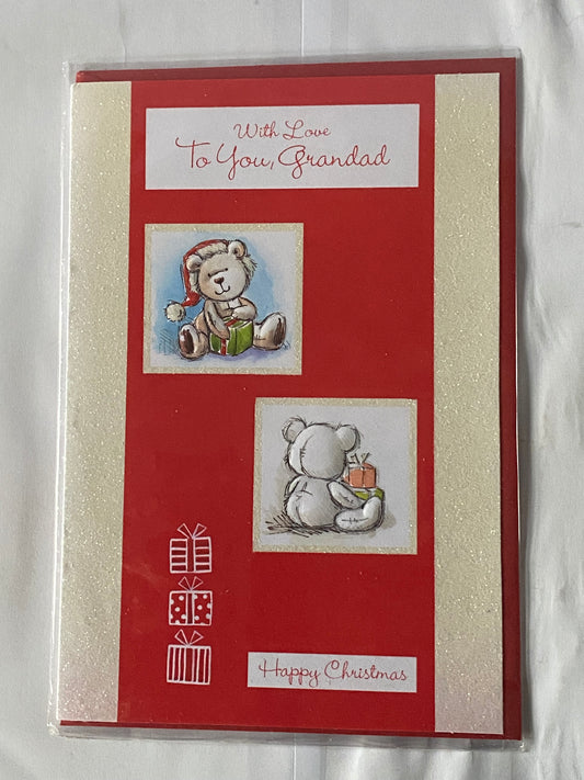 With Love To You Grandad Happy Christmas Card Red-Teddies(XSE10619A)