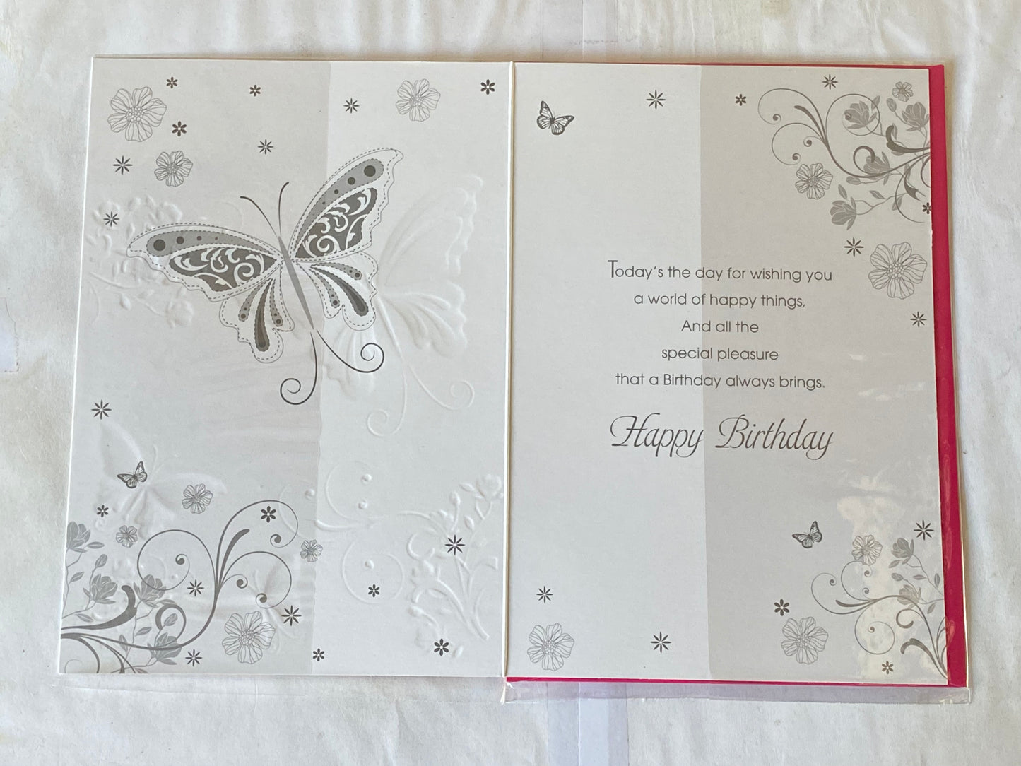 Ladies/Female Age 30 30th Thirty Thirtieth Especially For You On Your 30th Birthday Card Pink-White/Pink/Turquoise/Silver Butterflies/Flowers/Silver Words Foil Detail(PH34402E)