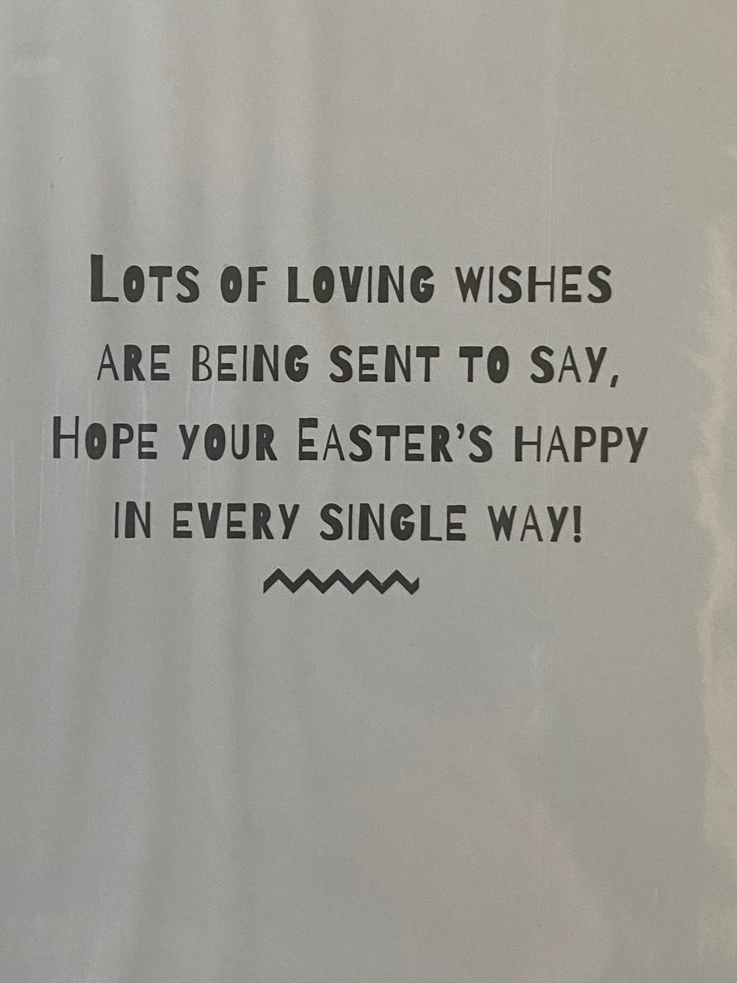 With Love Grandson Easter Card Cute Grey Rabbit Carrying Basket Of Eggs Foil Detail(PH50656B)