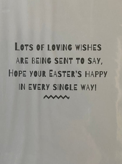 With Love Grandson Easter Card Cute Grey Rabbit Carrying Basket Of Eggs Foil Detail(PH50656B)