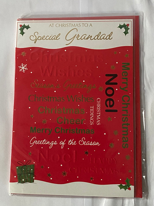 At Christmas To A Special Grandad Christmas Card Red-Gold/White Words(PH32563B)