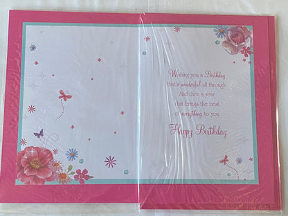 Ladies/Female Age 60 60th Sixty Sixtieth On Your 60th Birthday Card Multi Flowers/Pink Words Foil Detail(PRESTIGE39375)