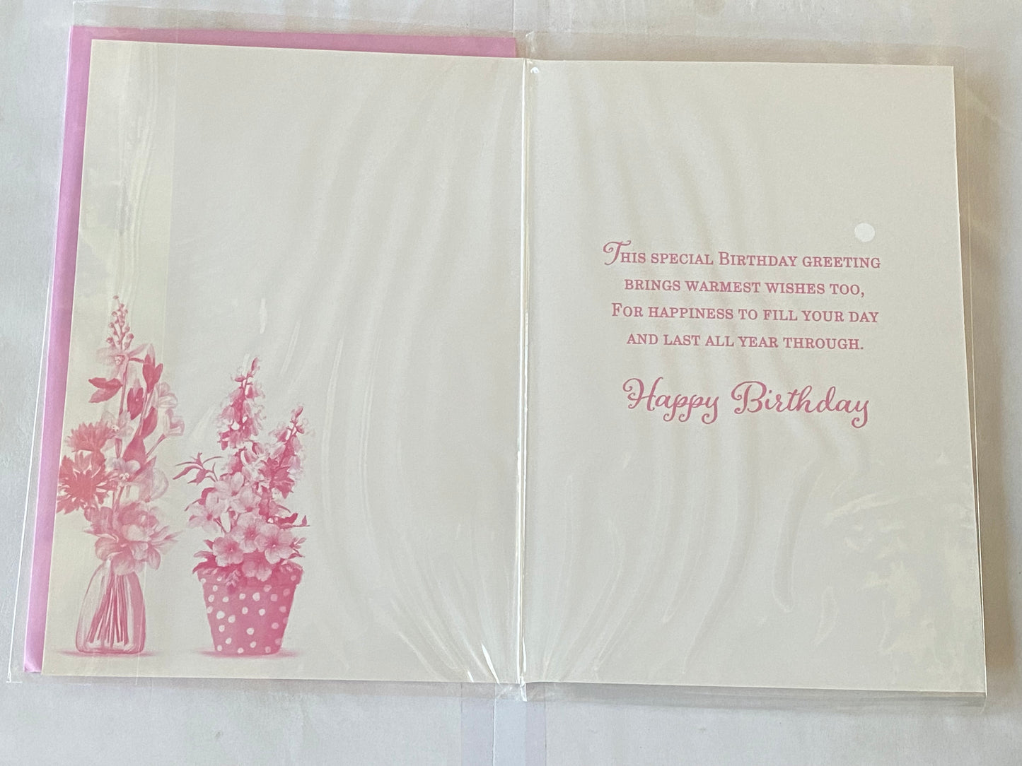 Ladies/Female Age 60 60th Sixty Sixtieth On Your 60th Birthday Card Pink/Purple Flowers/Jar/Purple Words Glitter/Foil Detail(PH45848E)