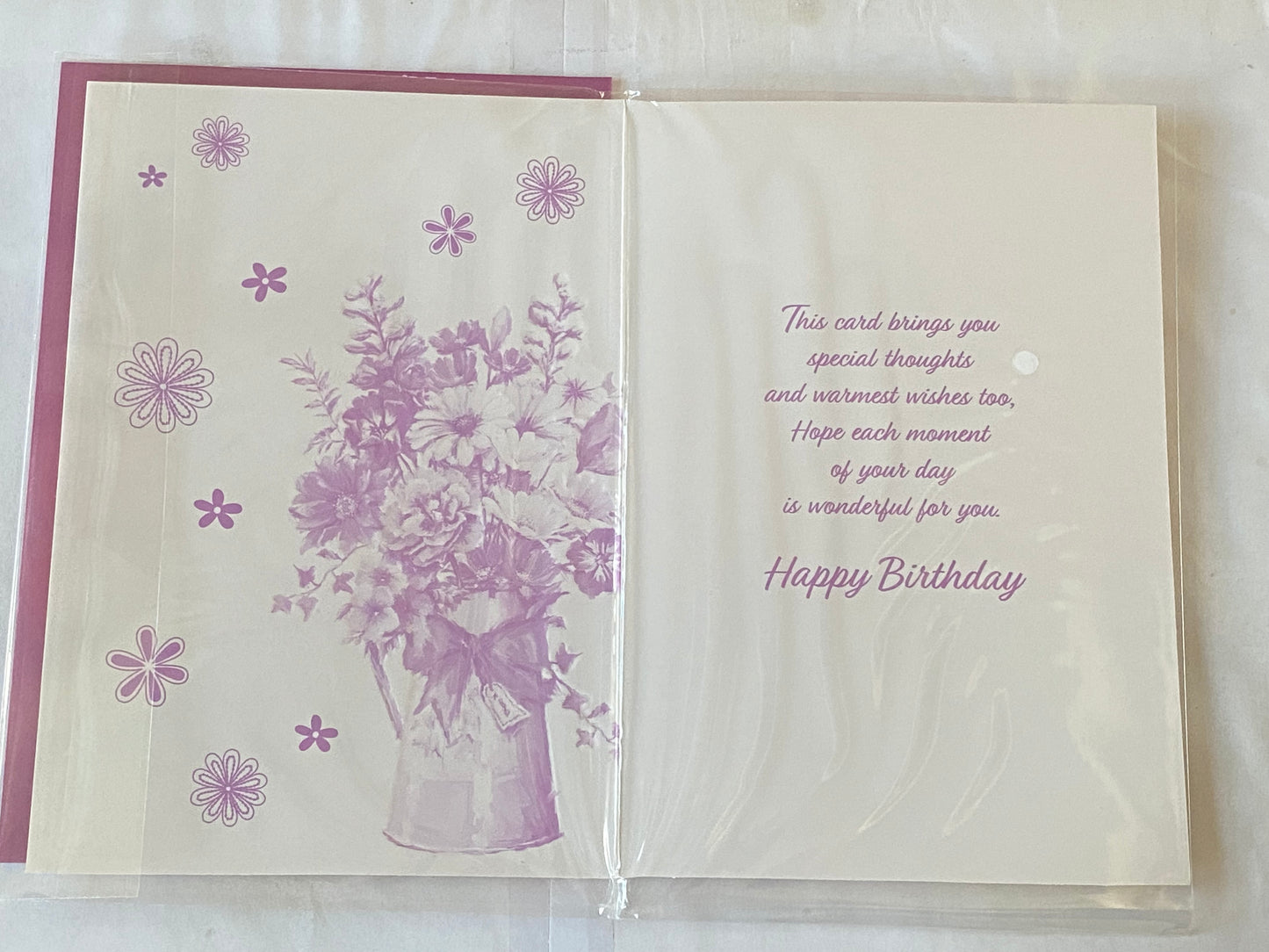 Ladies/Female Age 60 60th Sixty Sixtieth On Your 60th Birthday Card Multi Flowers/Purple Vase/Purple Words Foil Detail(PH47335E)