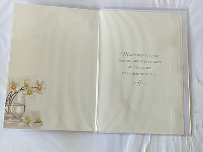 Thinking Of You On The Loss of Your Friend Sympathy Card Condolence White/Yellow Flowers/Glass Vase Foil Detail(NC-VA161B)