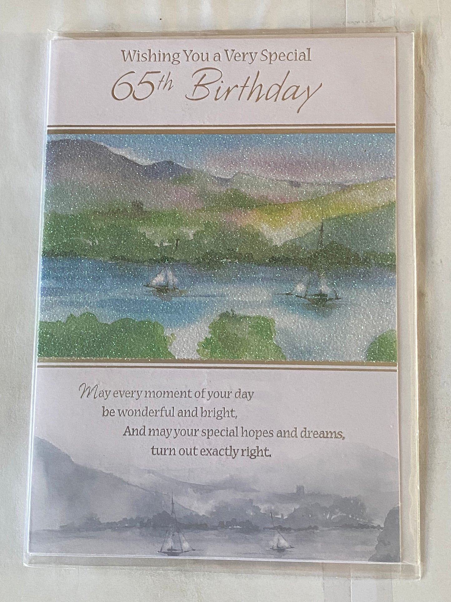 Mens Male 65th Age 65 Sixty-Five Wishing You A Very Special 65th Birthday Card Yachts Glitter/Foil Detail(KI32819)