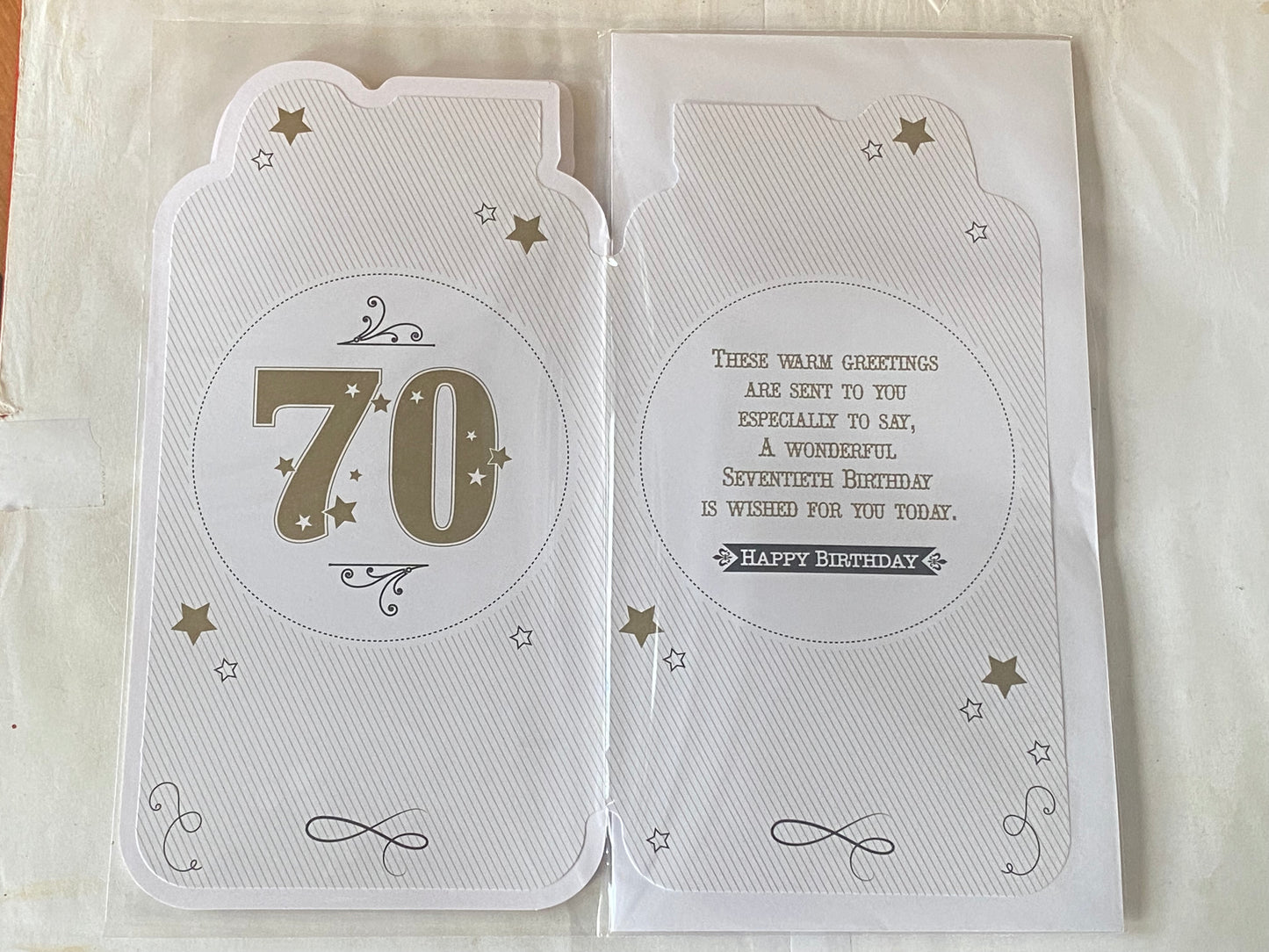 Unisex Mens Male Ladies Female Age 70 70th Seventy Seventieth 70 Birthday Card White/Gold Black Words 3D/Glitter/Foil(PRELUDE33968-2)