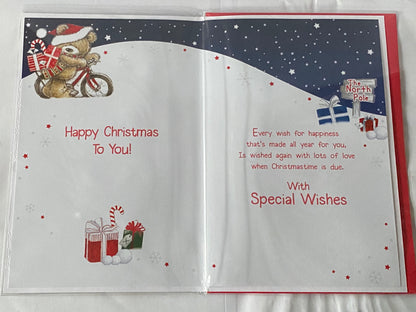 You're Like A Son To Me Happy Christmas Card Teddy/Bicycle 3D/Foil Detail(PRELUDE36284)