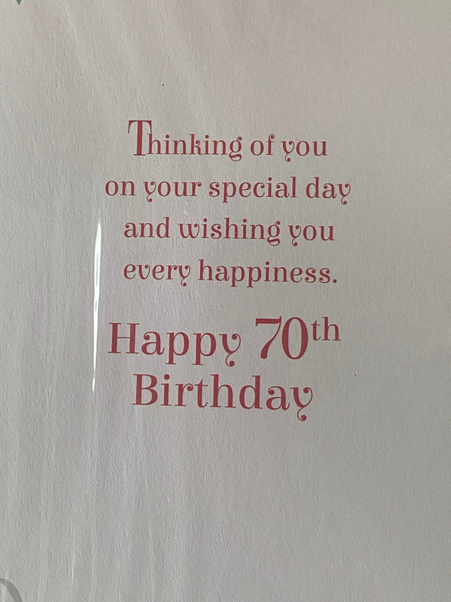 Ladies Female 70th Age 70 Seventy Today Congratulations And Happy Birthday 70th Birthday Card White/Green/Peach Glitter Detail(PRELUDE35087-1)