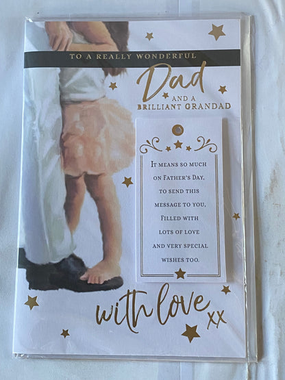 To A Really Wonderful Dad And A Brilliant Grandad With Love Father's Day Fathers Day Card Man/Girl/Words 3D/Foil Detail(PRELUDE43563)