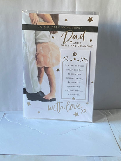 To A Really Wonderful Dad And A Brilliant Grandad With Love Father's Day Fathers Day Card Man/Girl/Words 3D/Foil Detail(PRELUDE43563)