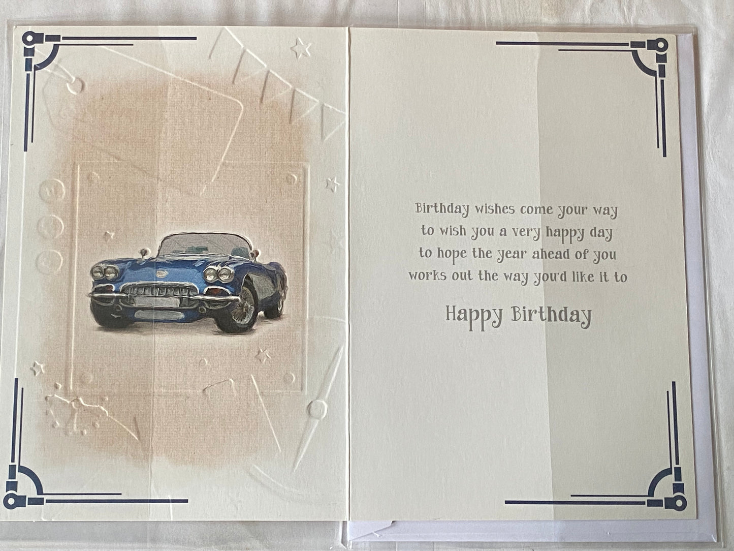 Mens Male 80th Age 80 Eighty Eightieth Happy 80th Birthday Card Blue Car Foil Detail(BGC50-986E)