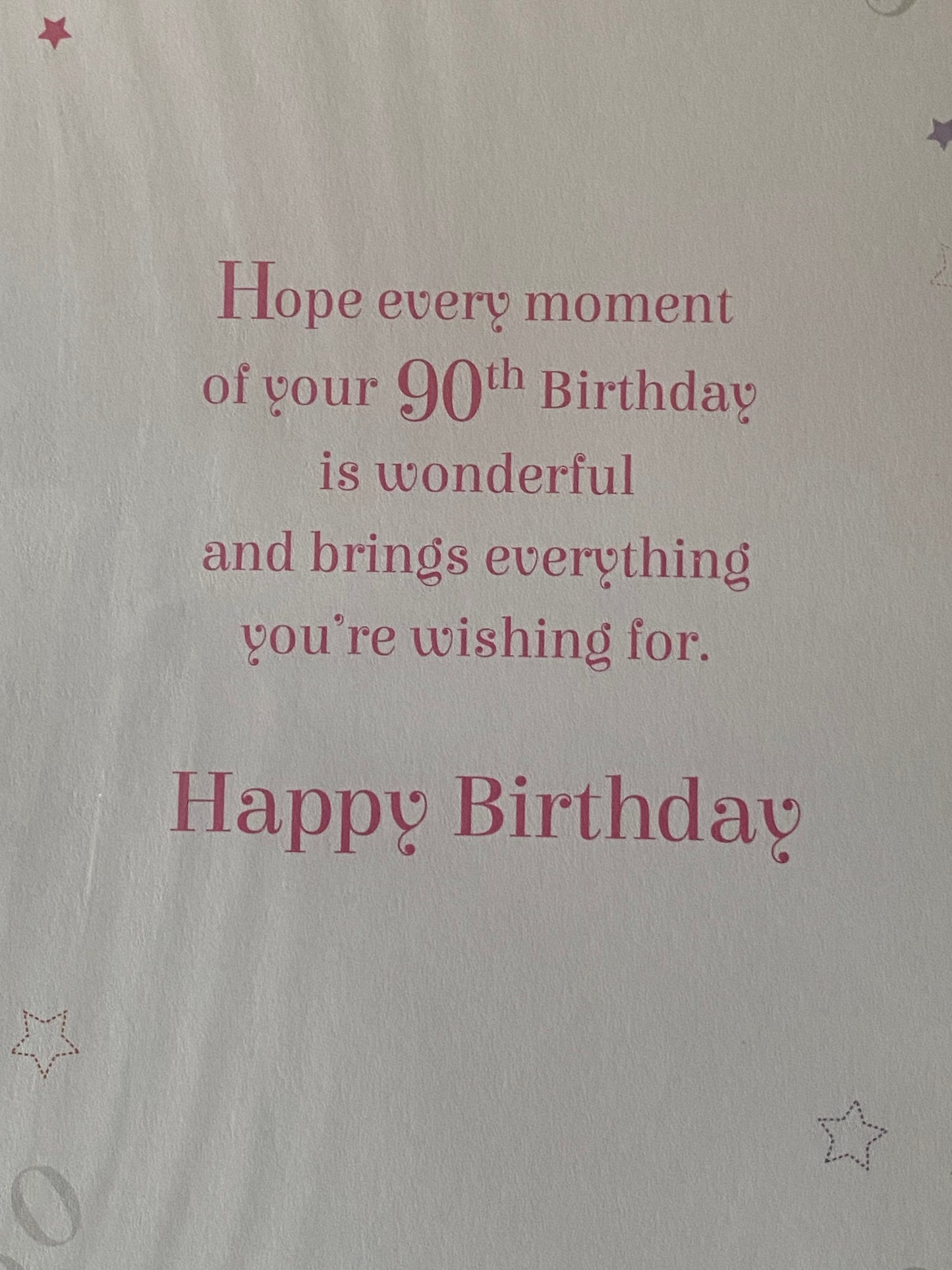 Ladies Female 90th Age 90 Ninety Today Congratulations And Happy Birthday 90th Birthday Card White/Purple/Pink Glitter Detail(PRELUDE35091-1)