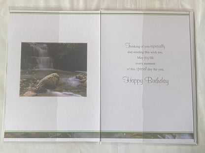 Mens Male 90th Age 90 Ninety Wishing You A Happy 90th Birthday Card Waterfall Scene Foil Detail(KI34483)