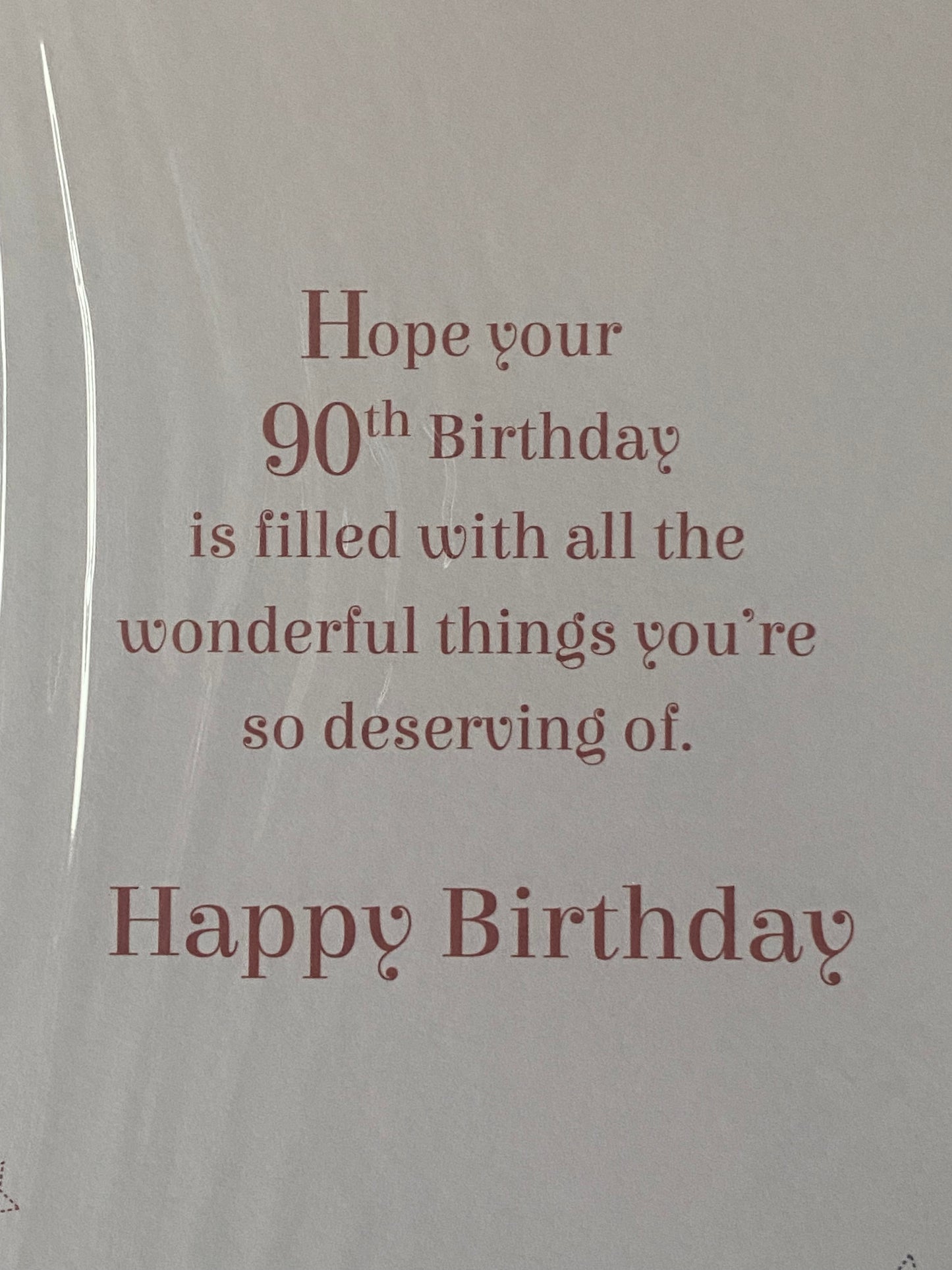 Mens Male 90th Age 90 Ninety Today Congratulations And Happy Birthday 90th Birthday Card White/Blue/Red Foil Detail(PRELUDE35092-1)