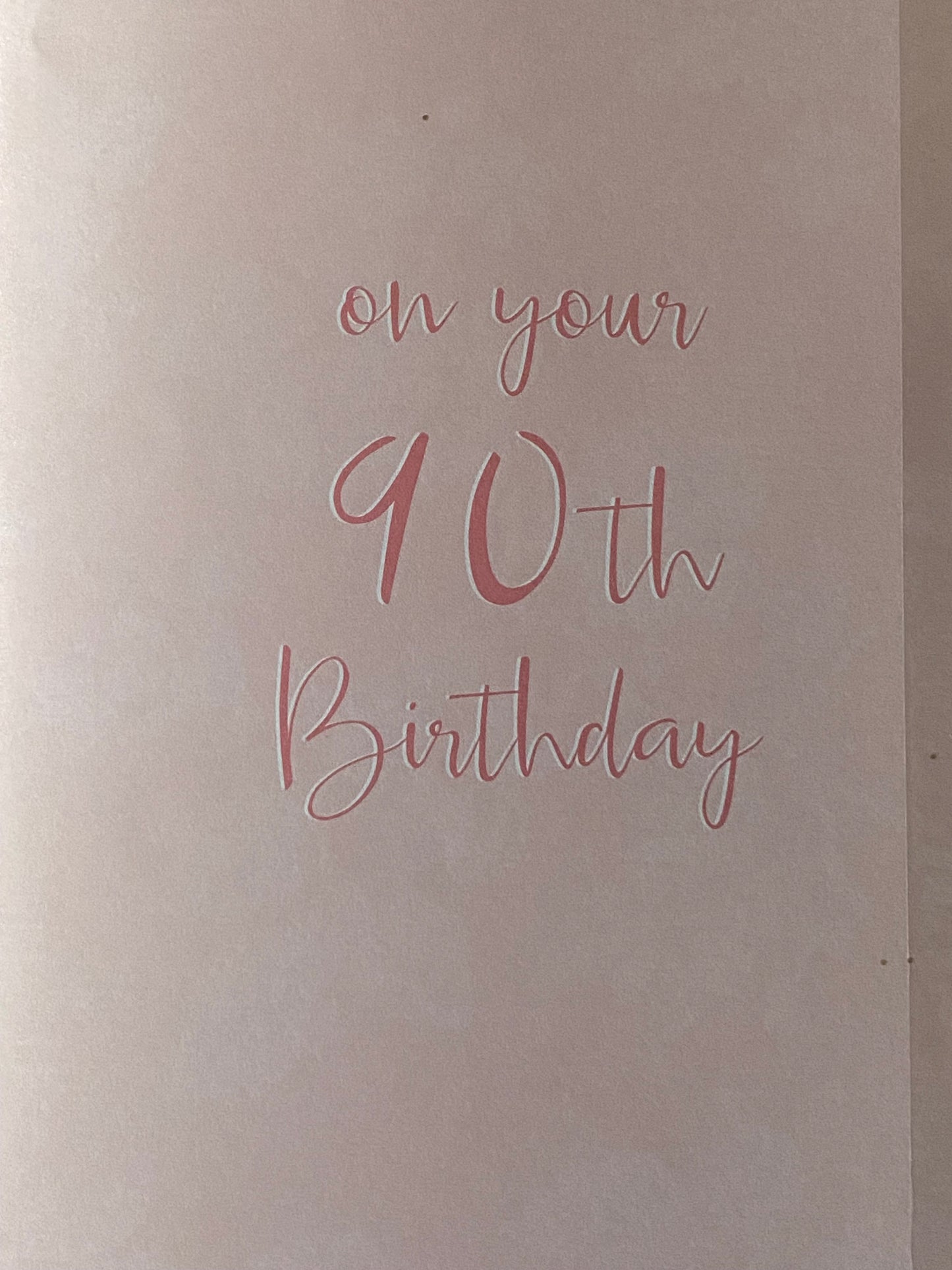 Ladies Female Age 90 90th Ninety Ninetieth 90 & Amazing! Birthday Card Pink/Cream/Gold Words Glitter Detail(OTB17488)