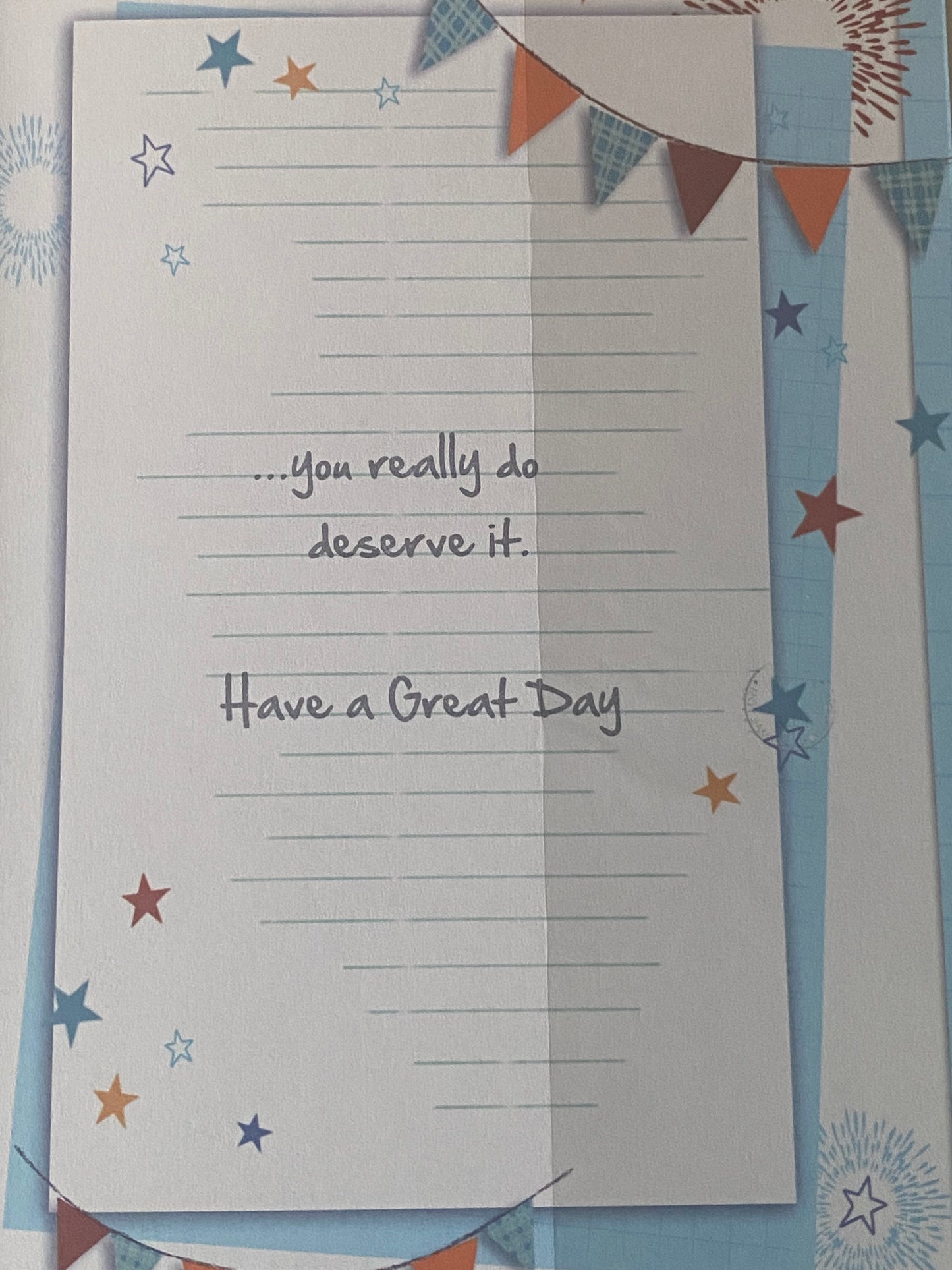 Mens/Male Age 90 90th Ninety Ninetieth Just For You Have A Happy 90th Birthday Card Bunting/Beer/Blue Words Foil Detail(X91Q3330A)